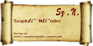 Szopkó Nándor névjegykártya